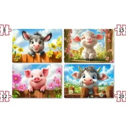4 puzzles : Animaux mignons - Castorland