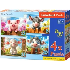 4 puzzles : Animaux mignons - Castorland