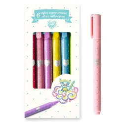 6 stylos argent contour - Djeco