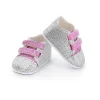 Accessoire pour poupée 34 cm Minouche : Baskets rose et argent - Petitcollin