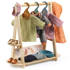 Accessoire pour Poupon Poméa : Grand portant vêtements, 3 cintres - Djeco