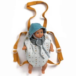 Accessoire pour poupon Poméa 32 cm : Porte bébé Blue Gray - Djeco
