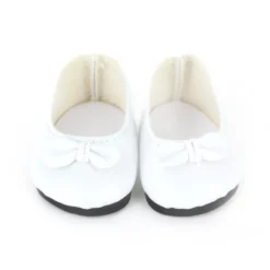 Accessoires pour poupée de 28 cm : Ballerines blanches avec noeud - Petitcollin