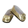 Accessoires pour poupée de 39 à 40 cm : Chaussures ballerines dorées avec noeud doré - Petitcollin