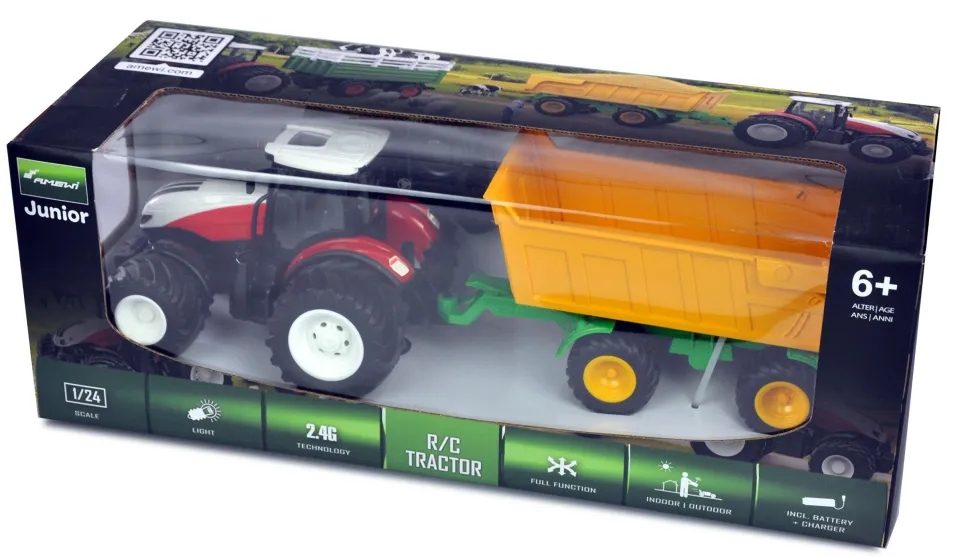 AMEWI Tracteur Avec Remorque à Benne Basculante et Son et Lumière 1:24 RTR - Amewi