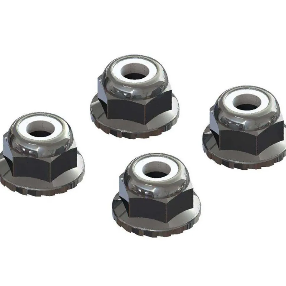 AR708008 - Flanged Nyloc Locknut 4mm Silver (4) - ARRma