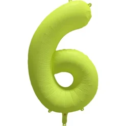 Ballon Neon Jaune : Chiffre 6 - RueDeLaFete