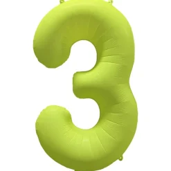 Ballon Neon Jaune : Chiffre 3 - RueDeLaFete
