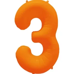 Ballon Neon Orange : Chiffre 3 - RueDeLaFete
