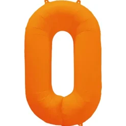 Ballon Neon Orange : Chiffre 0 - RueDeLaFete