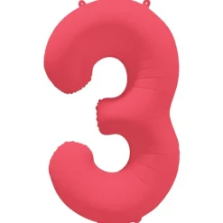 Ballon Neon Rouge : Chiffre 3 - RueDeLaFete
