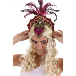 Belle Coiffe Carnaval de Bahia avec plumes, Fuchsia - RueDeLaFete