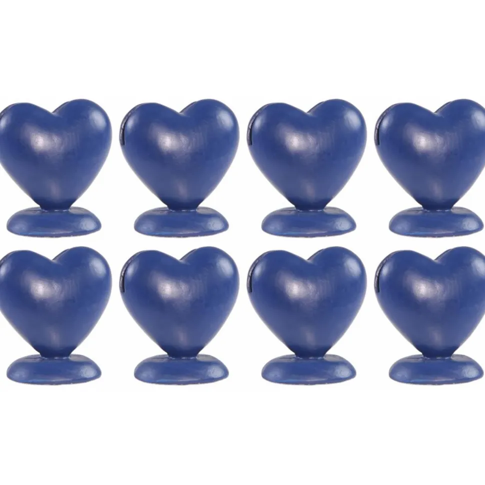 Boite de 8 Porte-cartes Coeur en résine 5cm, Bleu Roy - RueDeLaFete