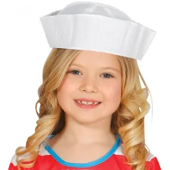 Bonnet marin blanc tissu, Enfant - RueDeLaFete
