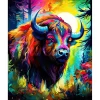Broderie diamant : Bison Coloré Abstrait - sans chassis en bois - Figured'Art