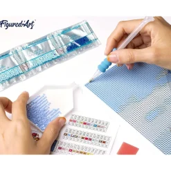 Broderie diamant : Cerf coloré en fleurs - toile tendue sur chassis - Figured'Art