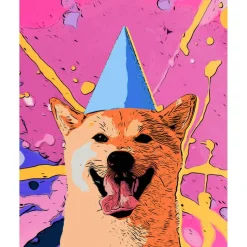 Broderie diamant : Chien souriant pop art - toile tendue sur chassis - Figured'Art