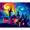 Broderie diamant : Château fantastique - toile tendue sur chassis - Figured'Art