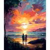 Broderie diamant : Couple et coucher de soleil coloré - toile tendue sur chassis - Figured'Art