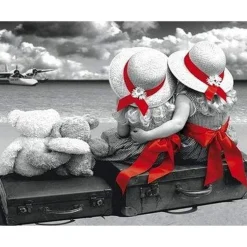 Broderie diamant : Couples Mignons - toile tendue sur chassis - Figured'Art