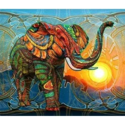 Broderie diamant : Eléphant artistique - sans chassis en bois - Figured'Art