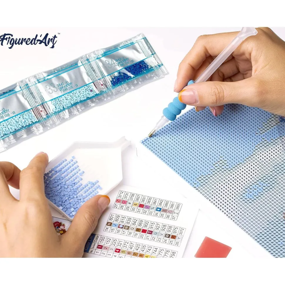 Broderie diamant : Eléphant artistique - sans chassis en bois - Figured'Art