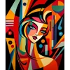 Broderie diamant : Femme abstraite style Picasso - toile tendue sur chassis - Figured'Art