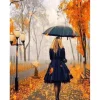 Broderie diamant : Femme sous la Pluie - sans chassis en bois - Figured'Art