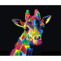 Broderie diamant : Girafe Pop Art - sans chassis en bois - Figured'Art