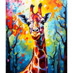 Broderie diamant : Girafe Colorée Abstraite - sans chassis en bois - Figured'Art