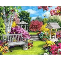 Broderie diamant : Joli Jardin - sans chassis en bois - Figured'Art