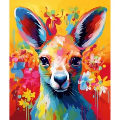 Broderie diamant : Kangourou Coloré Abstrait - toile tendue sur chassis - Figured'Art