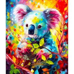 Broderie diamant : Koala Coloré Abstrait - sans chassis en bois - Figured'Art