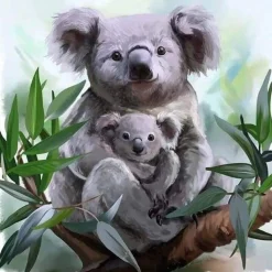 Broderie diamant : Koala et son petit - sans chassis en bois - Figured'Art