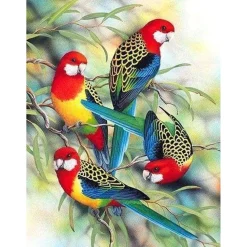 Broderie diamant : Les Perroquets sur Branche - sans chassis en bois - Figured'Art