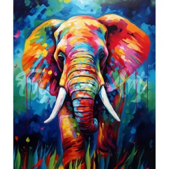 Broderie diamant : Éléphant Coloré Abstrait - toile tendue sur chassis - Figured'Art