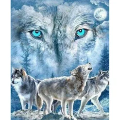 Broderie diamant : Meute de Loups - sans chassis en bois - Figured'Art