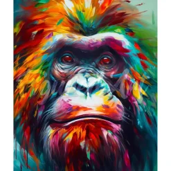 Broderie diamant : Orang-outan Coloré Abstrait - sans chassis en bois - Figured'Art