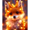 Broderie diamant : Petit renard et guirlande éclairée - toile tendue sur chassis - Figured'Art