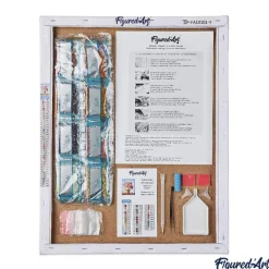 Broderie diamant : Petits Oiseaux et Fleurs Blanches - toile tendue sur chassis - Figured'Art