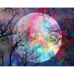 Broderie diamant : Pleine Lune Colorée - sans chassis en bois - Figured'Art
