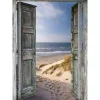 Broderie diamant : Porte ouverte sur la Plage - toile tendue sur chassis - Figured'Art