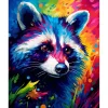 Broderie diamant : Raton laveur Coloré Abstrait - sans chassis en bois - Figured'Art