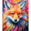 Broderie diamant : Renard Coloré Abstrait - toile tendue sur chassis - Figured'Art