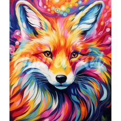 Broderie diamant : 0196Renard Coloré Abstrait - sans chassis en bois - Figured'Art