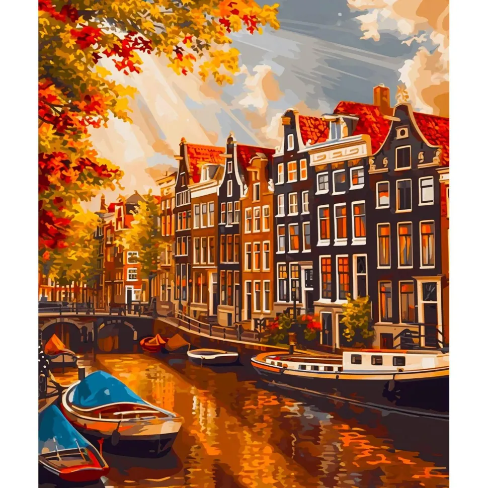 Broderie diamant : Soleil à Amsterdam - sans chassis en bois - Figured'Art