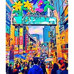 Broderie diamant : Tokyo Harajuku - toile tendue sur chassis - Figured'Art