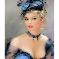 Broderie diamant : Une femme très élégante - sans chassis en bois - Figured'Art