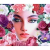 Broderie diamant : Visage et Fleurs - sans chassis en bois - Figured'Art