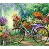 Broderie diamant : Vélos et Fleurs - sans chassis en bois - Figured'Art